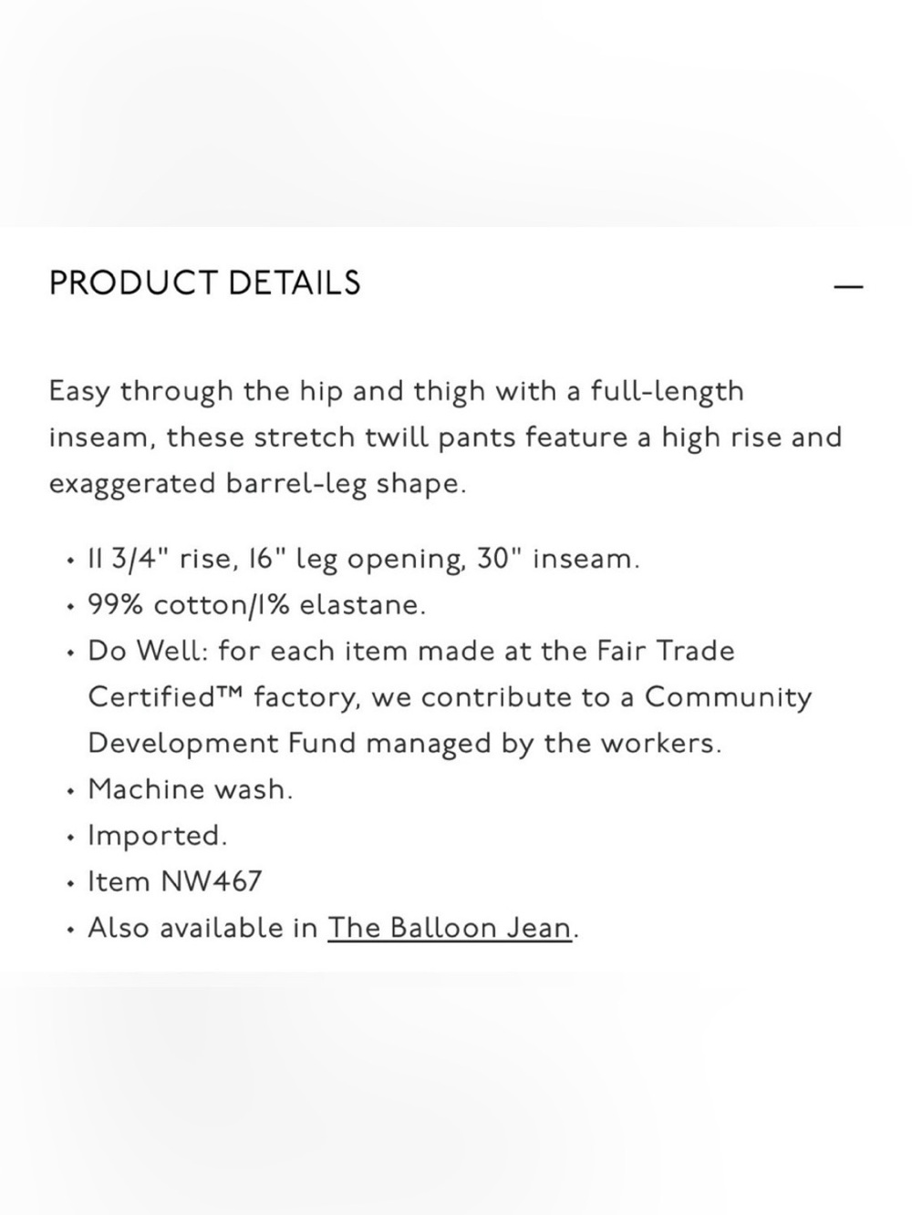 NWT Madewell Balloon Pant in Form Grey Khaki Cream Size 24 Barrel Leg $138 NW467 - Picture 11 of 15
